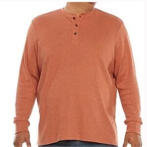 Foundry Big & Tall Cinnamon Stick Heathered Long Sleeve Henley 3X NWT